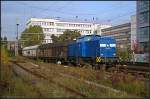 PRESS 293 026-1 mit Transwaggon-Wagen (gesehen Berlin Greifswalder Strae 27.10.2010)