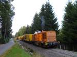 293 023-8 der MTEG ist am 23.09.11 in Auerbach/V. bei Gleisbauarbeiten zusehen.