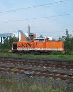 Die Locon211 durchfhrt hier Rheydt Hbf in Richtung Mnchengladbach.