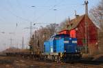 LDS 293 016 am 11.3.14 mit einem kurzen Schotterzug in Ratingen-Lintorf.