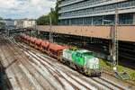 vossloh 4180 001-4 Nexrail G18 mit Schotterzug in Wuppertal, Mai 2026.