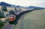 Der zuvor gezeigte Güterzug wurde von V 32 nachgeschoben (14.7.1986).