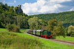 V36 235 der Dampfbahn Fränkische Schweiz mit Zug 19 (Ebermannstadt - Gößweinstein) bei Streitberg, 05.09.2021