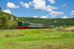 V36 235 der Dampfbahn Fränkische Schweiz mit Zug 22 (Gößweinstein - Ebermannstadt) bei Streitberg, 05.09.2021