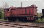 Nicht mehr betriebsbereit stand V 36004 der VGH am 21.4.1990 in Hoya abgestellt.