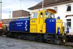 Wirkt fast wie ein Kleinkind unter den Lokomotiven: Eine Mak G500C des Baujahres 1974 im schnen leuchtenden Blau-Gelb der Teutoburger-Wald-Eisenbahn.