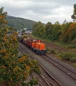 Lok 41 der Kreisbahn Siegen-Wittgenstein (KSW) am 04.10.2011, auf KSW eigenem Rangierbahnhof, in Herdorf.