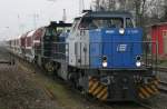 Regental Cargo D05 und MRCE 500 1570 ziehen am 5.3.11 einen Kalkzug ins Angertal