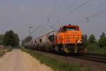 Northrail MaK G1206 Lok 9 (i.A. fr NE) mit einem Kalkzug von Sachtsleben nach Neuss in Meerbusch-Osterrath am 21.05.2011