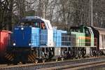 Die 276 040 (Eigentum ATC/i.E.fr DE) zieht am 13.1.12 die Dortmunder Eisenbahn 401 und einen Papierzug durch Ratingen-Lintorf.