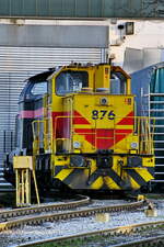 Mitte April 2023 war die TKSE-Diesellokomotive 876 in Hattingen zu sehen.