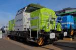 Der Aussteller Vossloh Locomotives GmbH präsentiert sich auf der InnoTrans am 28.09.2014 in Berlin mit der 3-achsigen dieselhydraulischen Lokomotive für den schweren Rangierdienst G 6