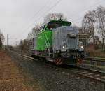 Vossloh G6 (650 118-9 für PCT). Aufgenommen am 22.02.2016 als Tfzf in Richtung Süden in Wehretal-Reichensachsen.