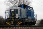 Vossloh G6 (650 077-7) in Namedy am 3.3.2012.