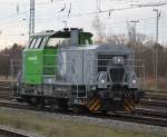 Vossloh-Lok G6(650 114-8)war am 03.01.2014 alleine im Rostocker Hbf unterwegs.