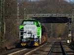 Blick auf den rangierenden Güterzug mit 650 100-7 in Ratingen Lintdorf.