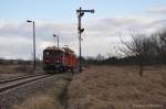 107 018 am 10.12.2011 bei der Ausfahrt aus Ohrdruf. Die 107 018 wurde vom Verein IG Hirzbergbahn von Railsystems RP GmbH angemietet und wurde als Abschiedsfahrt der Ohratalbahn durchgefhrt.