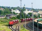 WFL V100, 202 483-4 ( 9880 3202 483-4 D-WFL ) beim rangieren eines Schüttgutzuges in Gera am 15.6.2021