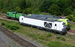 Wedler Franz Logistik 248 092 ( 9080 2248 092-9 D-WFL ), Regiobahn Bitterfeld Berlin 248 038 ( 9080 2248 038-2 D-RBB ) und Bahnbetrieb Gera V 100-03 ( 9880 3202 665-7 D-GERA ) in Wartepostion am BW Gera am 8.7.2026