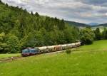 265 303 (V65-12) mit einem Schotterzug am 12.07.2013 bei Osterbrnnl.