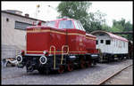Am 23.07.1999 stand die V 65001 frisch lackiert im Zechenbahnhof bei den Dampflokfreunden Osnabrück am Piesberg.