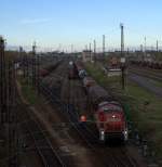 Das Brummen der 290 504 - 0 durchbricht die sonnabendliche Stille am Gterbahnhof Leipzig Engelsdorf.09.11.2013 09:18 Uhr