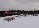 291 034-7 schleppte am 05.02.15 (späten Nachmittag) einen Kesselzug durch das Vogtland.