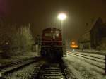 294 765 mit ihrem Zug bei einem starken Schneeschauer am 18.03.2008 in Hirschau.