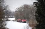 294 587 mit Gterzug bei Gebenbach. 24.02.2009 (Strecke Amberg-Schnaittenbach)