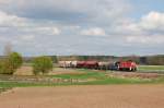 294 750 am 14.04.2011 mit Gterzug bei Schweighof (Strecke Amberg-Schnaittenbach)