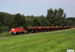 294 816-4 DB Railion Logistics mit leerem Schotterzug Bodenwhr-Nittenau, fotografiert bei Bruck in der Oberpfalz am 22.08.11 