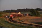 294 765 mit Gterzug am 26.06.2012 im letzten Abendlicht bei Burgstall (Strecke Amberg-Schnaittenbach)