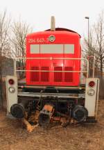 Entgleiste 294 647-3 DB Schenker Rail in Kronach/ Neuses am 28.03.2013.  