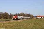 294 804 mit der Übergabe von Garching nach Trostberg am 03.03.2015 bei Tacherting.