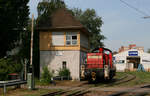 294 588 pausiert am 9. Juli 2013 am Stellwerk Khf im Karlsruher Hafen.