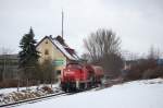 Ab 14:05 wird zurckgewunken! 294 587 mit Gterzug in Amberg-Neumhle mit Winkendem Besen!!! (24.02.2009 Strecke Amberg-Schnaittenbach) Ein Gru an den Lrf!