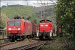 Die Seddiner 145 046 und die Hagener 294 395 geben sich am 02.05.2008 in Hohenlimburg ein  Stelldichein .