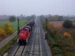 294 868 zieht einen kleinen Gterzug durch die BK Basheide. Aufgenommen am 29.10.2009