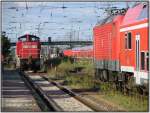 294 754 wurde beim Bahnhofsfest am 18.09.05 fr Fhrerstandsmitfahrten auf dem Bf Falkenberg/E.