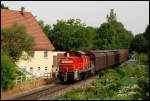 Die 294 851 ist mit einem Güterzug von Aalen nach Giengen(Brenz) unterwegs.