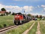 Die 294 750 mit einem Güterzug am 24.06.2011 unterwegs bei Gebenbach.