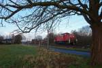 295 022-8 fuhr am 27.12.2012 als Lokzug von Emden nach Leer, hier in Leer.