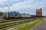 Rangierlok der BR 295 und E-Lok der BR 185 im Stralsunder Nordhafen.