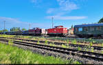 298 135-5 (201 135-1 | 110 135-1 | DR V 100 135) und 345 124-2 (105 124-2 | DR V 60 D) genießen ihre Wochenendruhe auf dem Gelände des Eisenbahnclub Aschersleben e.V.