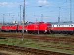 Die 298 327-8 (ex V100) am 27.04.08 im Bahnhof Cottbus .