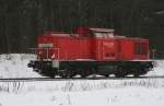 298 334-4 am 18.01.2010 wiedermal auf dem Weg von Eberswalde nach Schwedt, hier vorbei am ehem. Containerbhf. Eberswalde