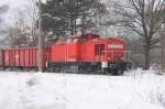 298 315-3 mit der bergabe von Theo Steil zum Bhf. Eberswalde am 18.02.2010 auf der Industriebahn Eberswalde