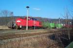 Diesellok 298 316 im Bahnhof Greiz-Dlau am 9.12.2002 (110 der DR)