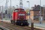 DB RAILION bei Rangierarbeiten auf dem Bahnhof Waren (Müritz). Gerade erhält die Lok ihre sogenannten  Zwei Helle  zur Vorbeifahrt am Signal. - 02.04.2014