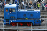 Die Diesellokomotive V15 1001 auf der Drehscheibe des Eisenbahnmuseums in Dresden.